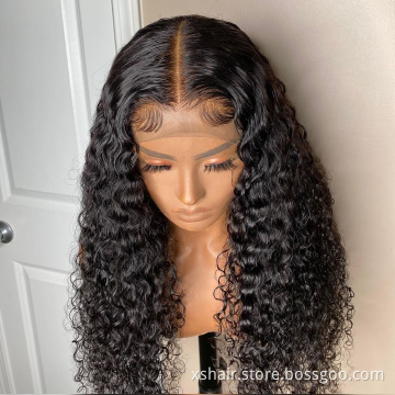 Dropshipping wigs for women lace part free shipping deep curly wet and wavy pre plucked human lace front wig
